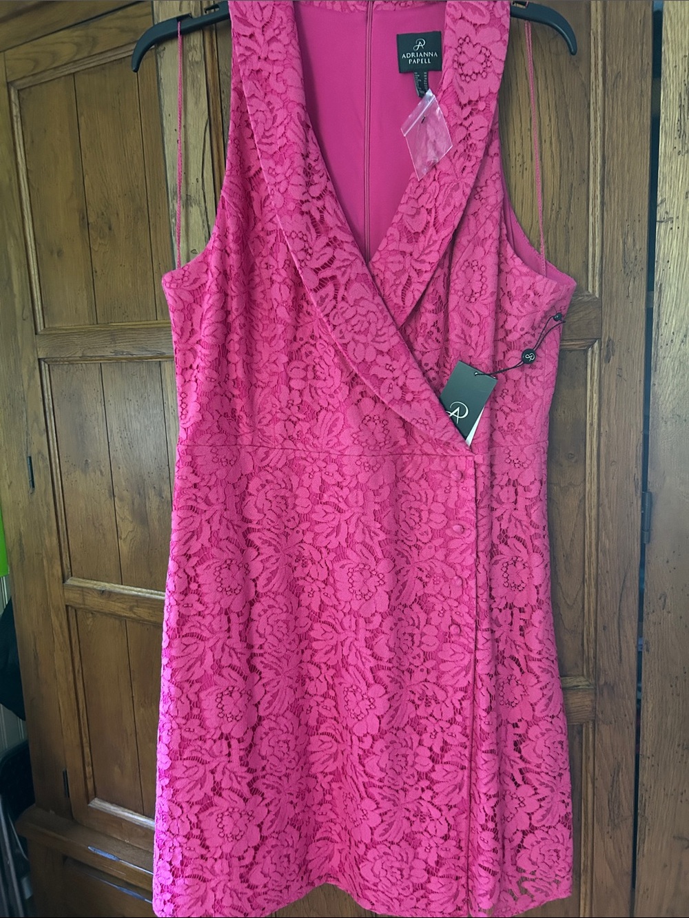 Adrianna Papell Hot Pink Floral Lace Mini Dress - Picture 3 of 4